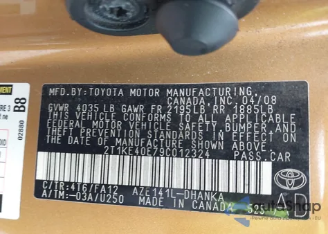 2009 Toyota Matrix S z USA, uszkodzony, nr VIN 2T1KE40E79C012324